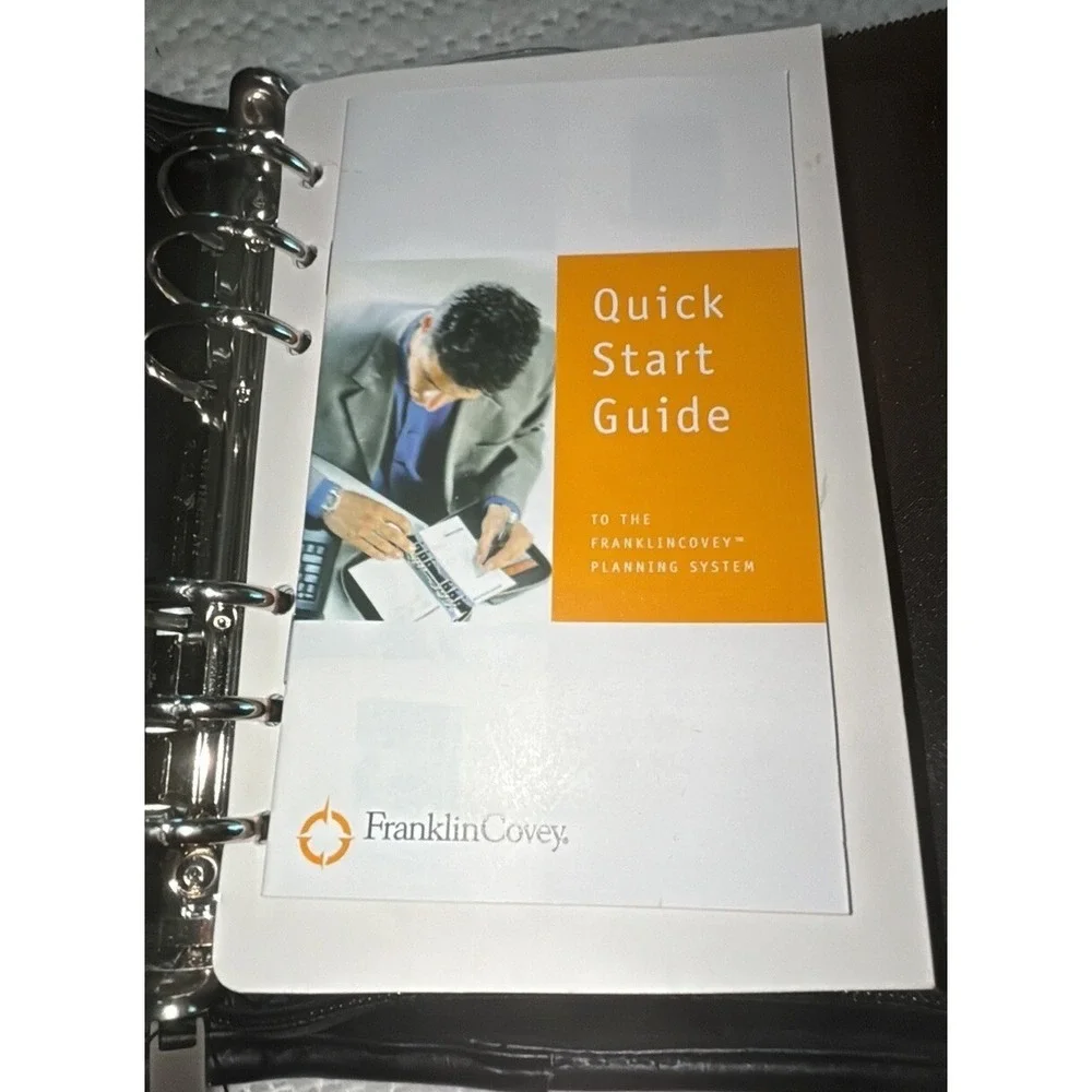 Vtg Franklin Covey Compact System 6 Ring Binder Black NWOT Undated Inserts‎